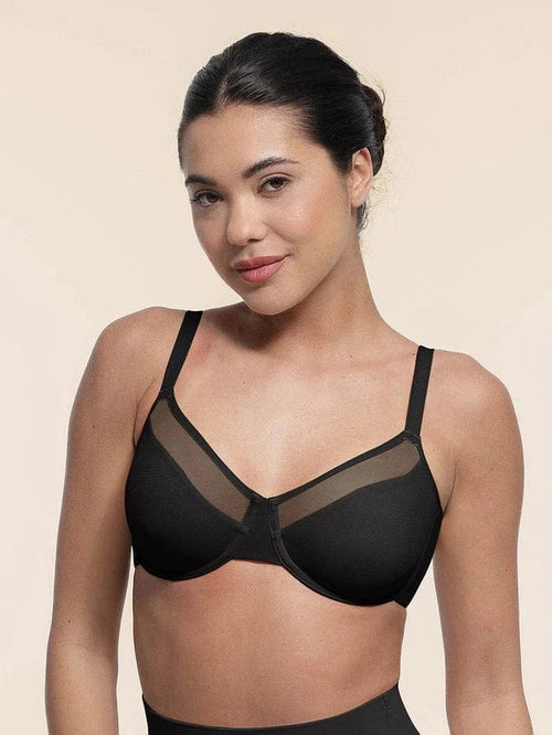 Comfortable Push Up Sheer Mesh Underwire Bra with Adjustable Straps