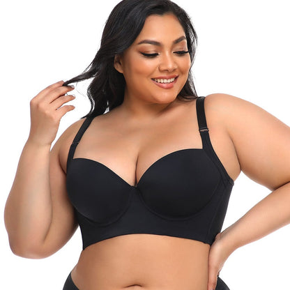 Plus Size Comfortable Longline Push Up Bra with Adjustable Straps