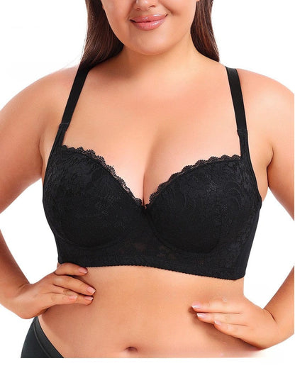 Plus Size Underwired Lace Adjustable Support Bra