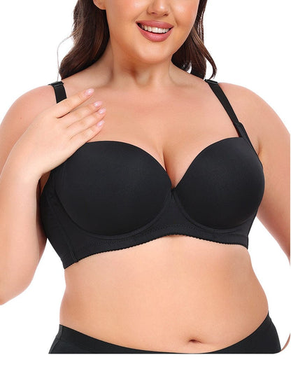 Plus Size Underwire Support Push Up Bra With Adjustable Straps