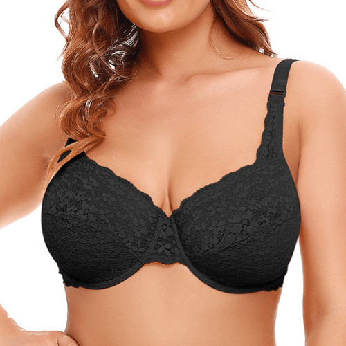 Underwire Plunge Plus Size Lace Push Up Bra