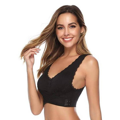 Wireless Front Cross Adjustable Side Buckle Lace Bra