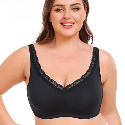 Low Back Plus Size Lace Push Up Support Bra