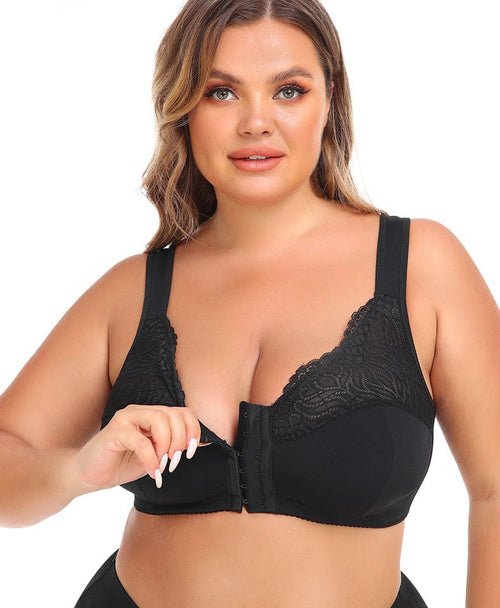 Plus Size Front Fastening Shaping Push Up Lace Bra