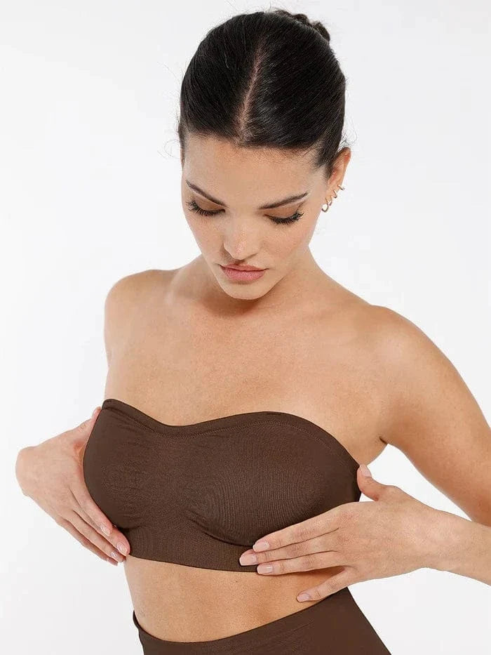 Seamless Bandeau Strapless Brassiere Non Wired push up Bra with Removable Pads