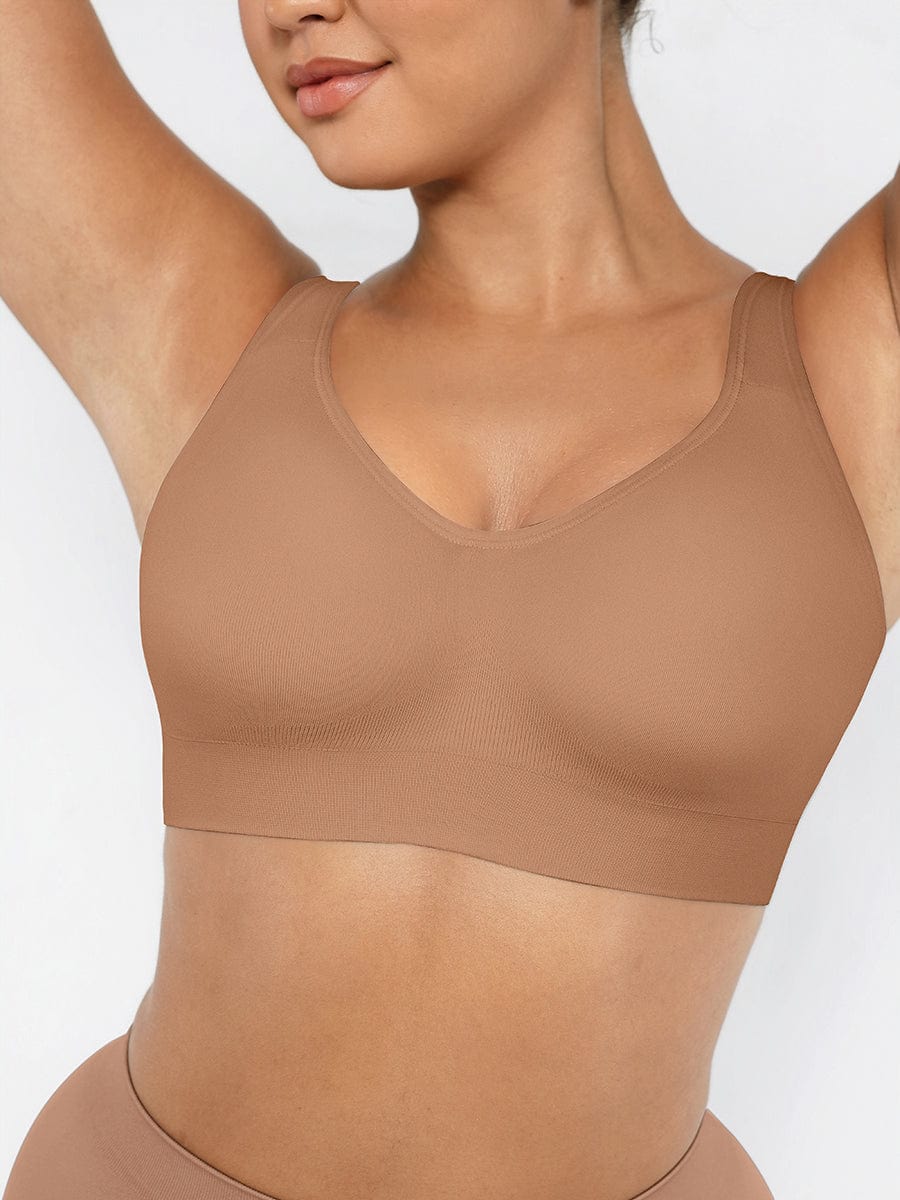 Comfortable Non Wired Push Up Bra with Wide Straps for Seamless Bust Support