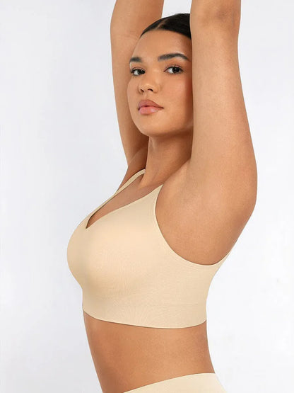 Comfortable Non Wired Push Up Bra with Wide Straps for Seamless Bust Support