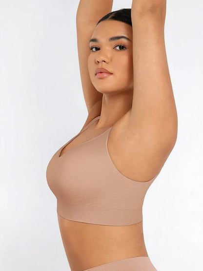 Comfortable Non Wired Push Up Bra with Wide Straps for Seamless Bust Support