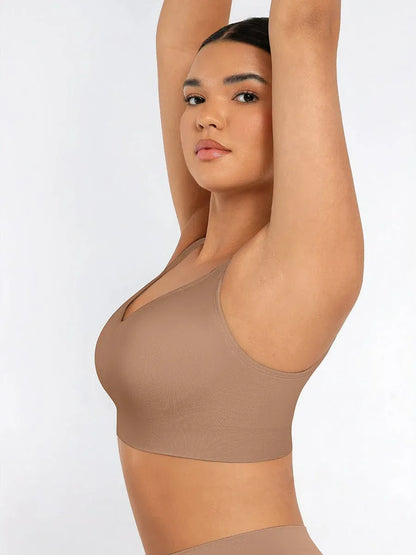 Comfortable Non Wired Push Up Bra with Wide Straps for Seamless Bust Support