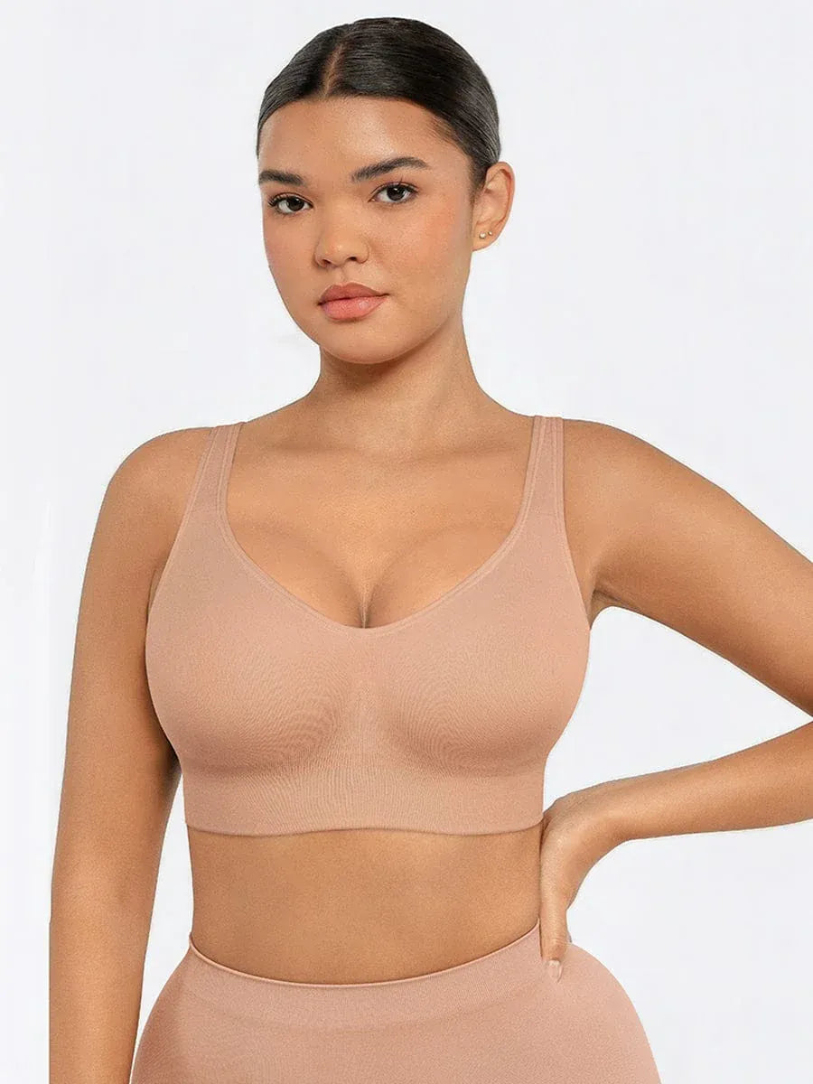Comfortable Non Wired Push Up Bra with Wide Straps for Seamless Bust Support