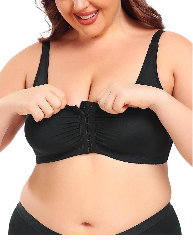 Front Fastening Wireless Plus Size Push Up Support Bra