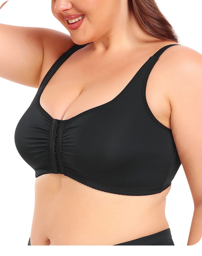 Front Fastening Wireless Plus Size Push Up Support Bra
