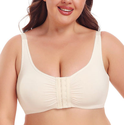 Front Fastening Wireless Plus Size Push Up Support Bra