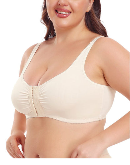 Front Fastening Wireless Plus Size Push Up Support Bra