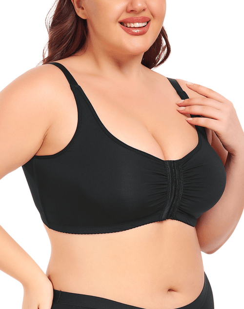Front Fastening Wireless Plus Size Push Up Support Bra
