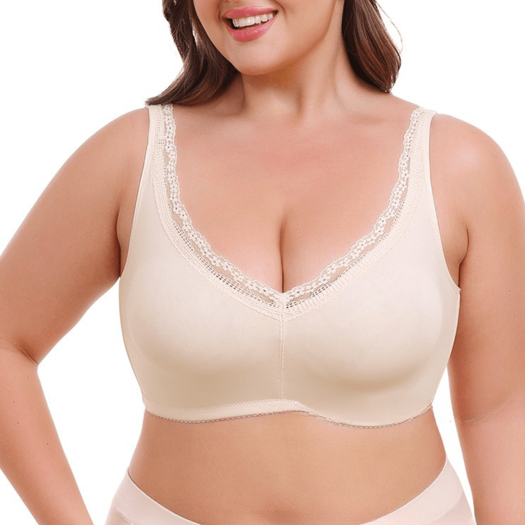 Low Back Plus Size Lace Push Up Support Bra