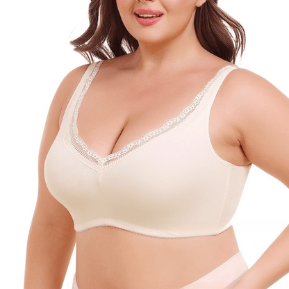 Low Back Plus Size Lace Push Up Support Bra