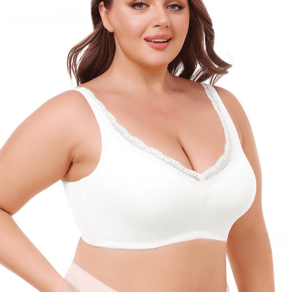 Low Back Plus Size Lace Push Up Support Bra