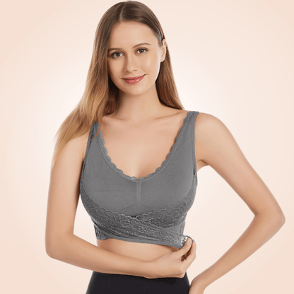 Wireless Front Cross Adjustable Side Buckle Lace Bra