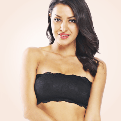 Invisible Bandeau Floral Lace Tube Strapless Bra