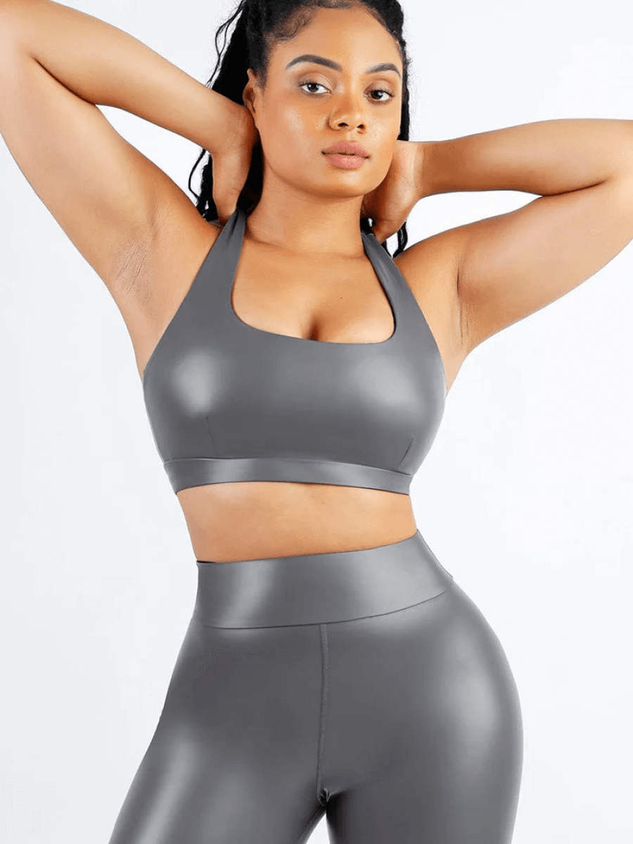 Silver Film Shaping Sauna Sports Bra with Removable Cups