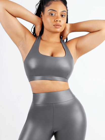 Silver Film Shaping Sauna Sports Bra with Removable Cups