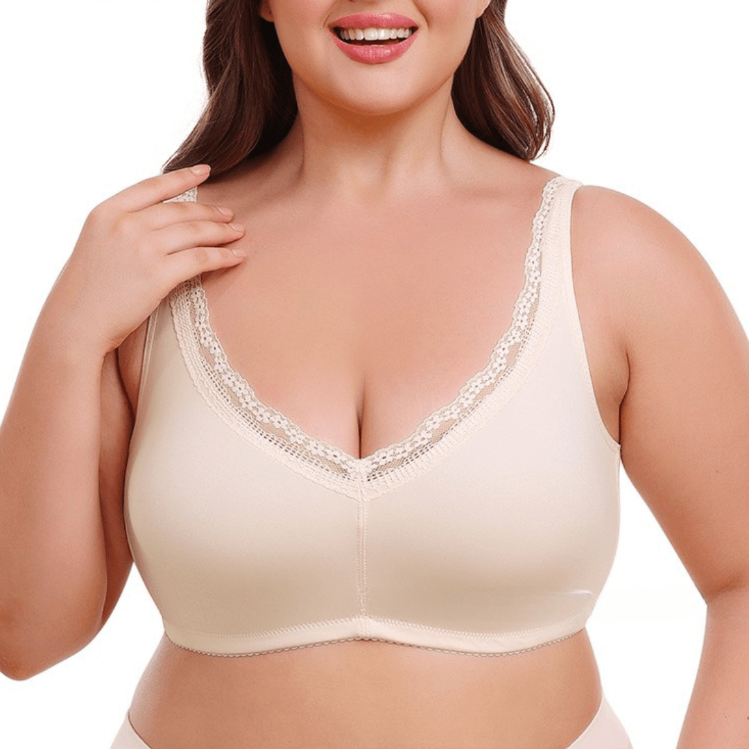 Low Back Plus Size Lace Push Up Support Bra