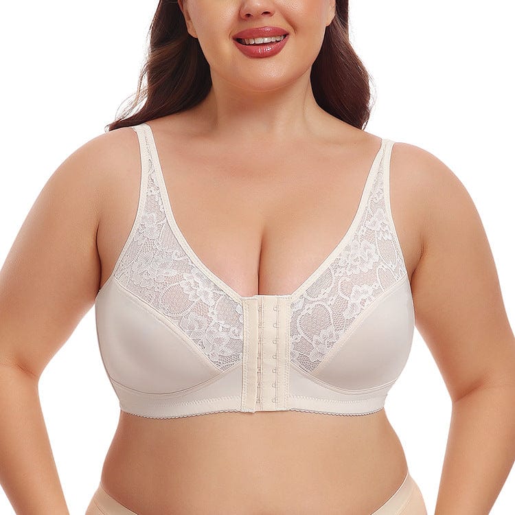 Plus Size Front Fastening Shaping Support Lace Bra