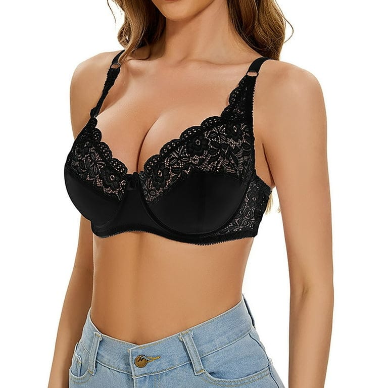 Low Back Underwire Plus Size Adjustable Strap Lace Push Up Bra