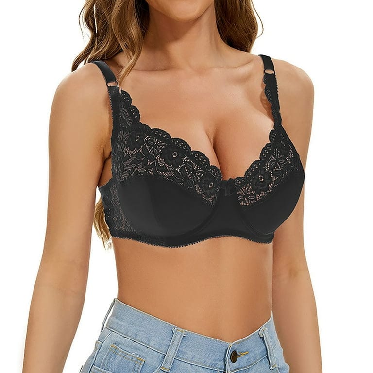 Low Back Underwire Plus Size Adjustable Strap Lace Push Up Bra