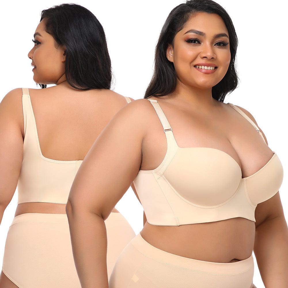 Plus Size Comfortable Longline Push Up Bra with Adjustable Straps
