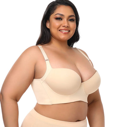 Plus Size Comfortable Longline Push Up Bra with Adjustable Straps