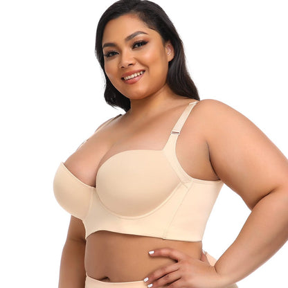 Plus Size Comfortable Longline Push Up Bra with Adjustable Straps