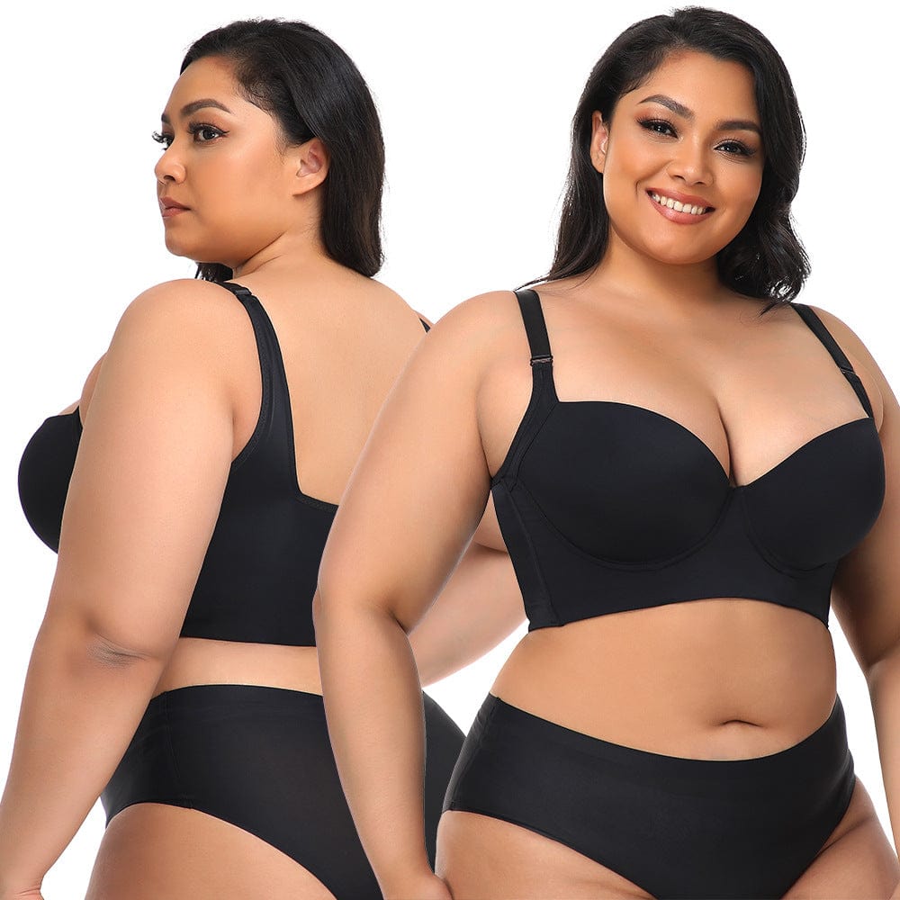 Plus Size Comfortable Longline Push Up Bra with Adjustable Straps