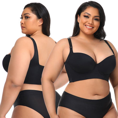 Plus Size Comfortable Longline Push Up Bra with Adjustable Straps