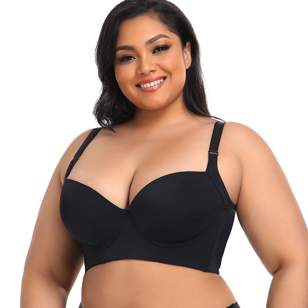 Plus Size Comfortable Longline Push Up Bra with Adjustable Straps