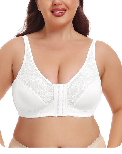 Plus Size Front Fastening Shaping Support Lace Bra