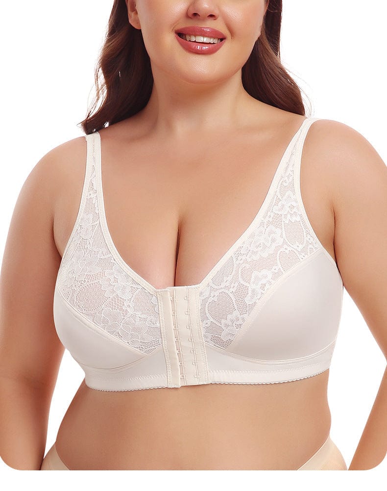 Plus Size Front Fastening Shaping Support Lace Bra