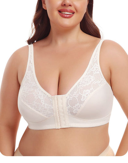 Plus Size Front Fastening Shaping Support Lace Bra