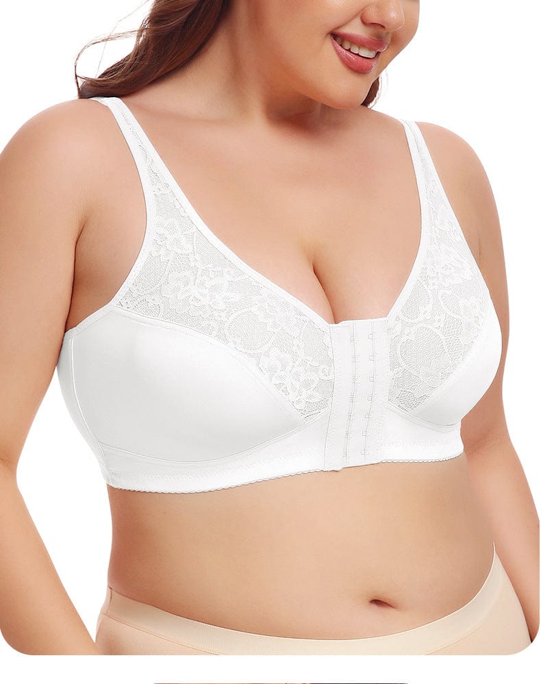 Plus Size Front Fastening Shaping Support Lace Bra