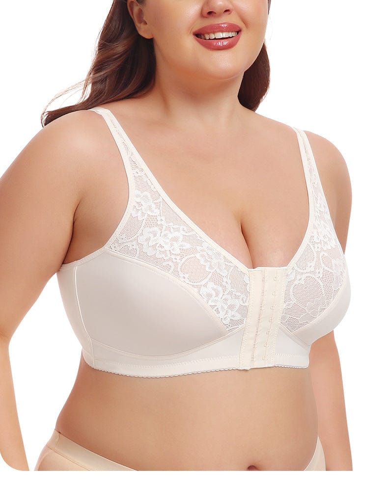 Plus Size Front Fastening Shaping Support Lace Bra