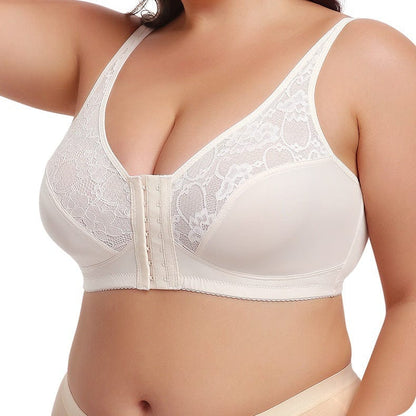 Plus Size Front Fastening Shaping Support Lace Bra
