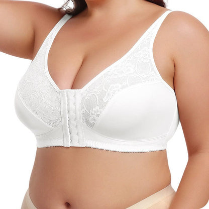 Plus Size Front Fastening Shaping Support Lace Bra
