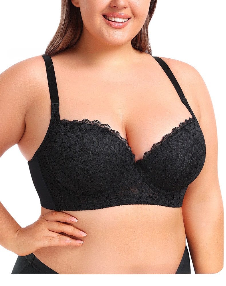 Plus Size Underwired Lace Adjustable Support Bra