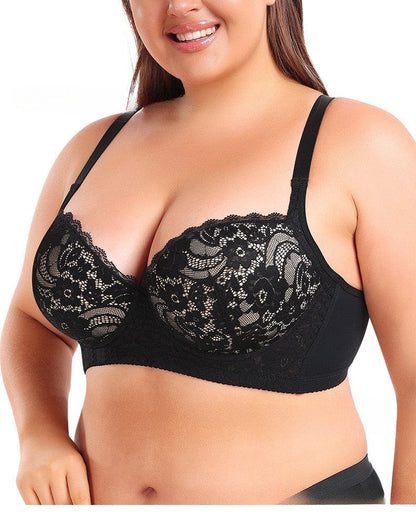 Plus Size Underwired Lace Adjustable Support Bra