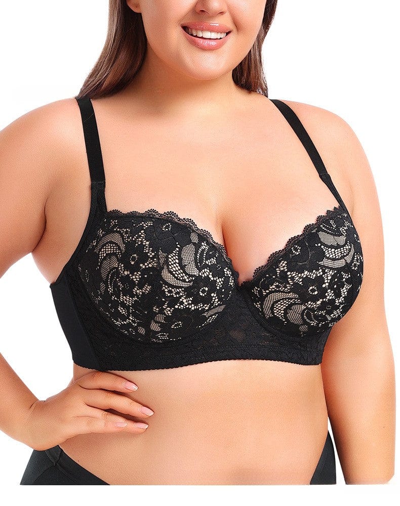 Plus Size Underwired Lace Adjustable Support Bra
