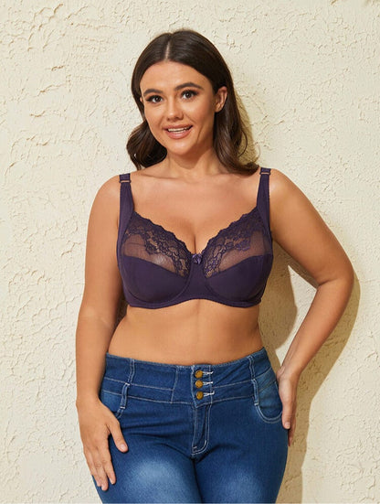 Plus Size Underwire Push Up Lace Bra