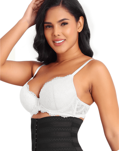 Plus Size Plunge Lace Push Up Bra with Adjustable Straps
