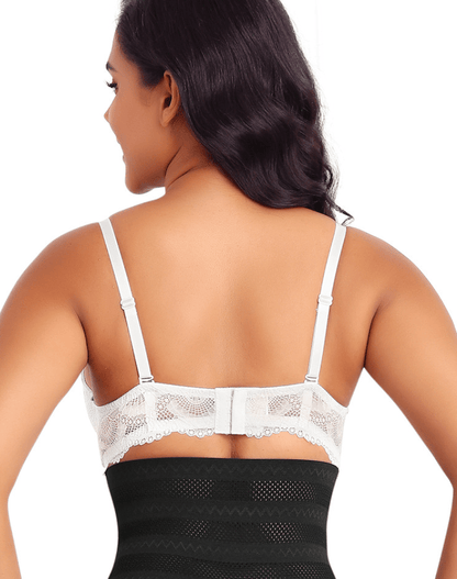Plus Size Plunge Lace Push Up Bra with Adjustable Straps