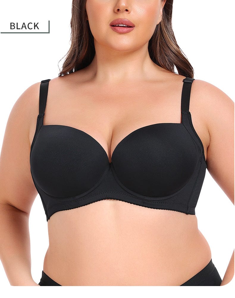 Plus Size Underwire Support Push Up Bra With Adjustable Straps